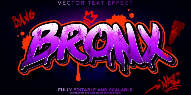 Vector graffiti text effect editable spray and street text style