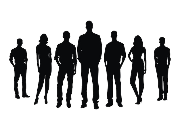Vector groep van mensen silhouet icoon set illustratie