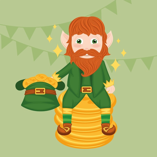 День Святого Патрика ирландский эльф персонаж мультфильма Вектор