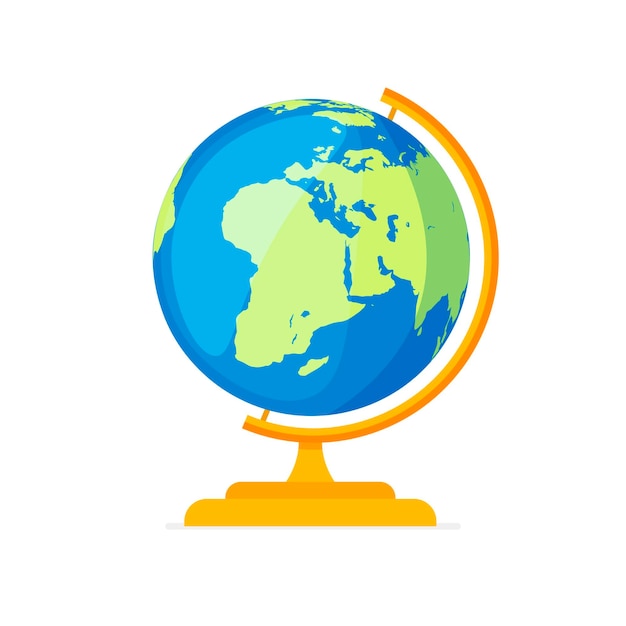 Vector desktop earth globe icon vector illustratie in een vlakke stijl geïsoleerd op een witte achtergrond