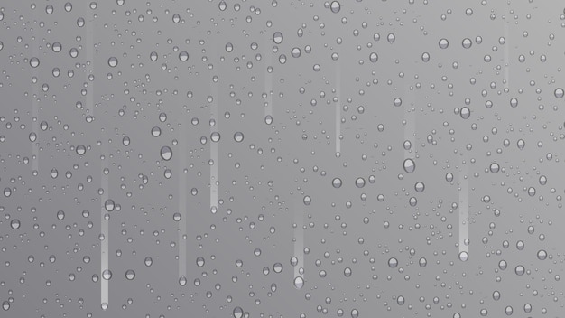 Вектор Капли дождя на сером фоне, реалистичный стиль, векторные элементы. очистите капельный конденсат. вектор чистые пузыри на оконном стекле