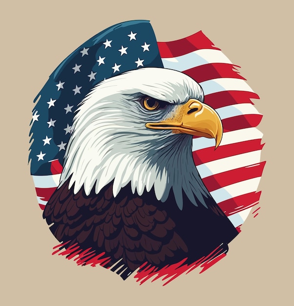 Vector eagle on the background of the american flag symbol pride patriotism courage feather color patriotism bird stripes stars pattern generative ai freedom creative conceptvector illustration