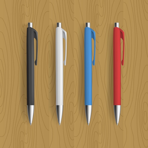 Вектор Четыре реалистичные ручки для дизайна айдентики