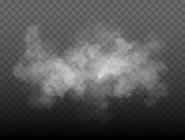 Vector fog or smoke isolated transparent special effect white vector cloudiness mist or smog background vec...