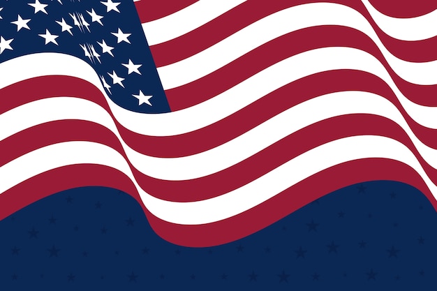 Плоский развевающийся фон американского флага