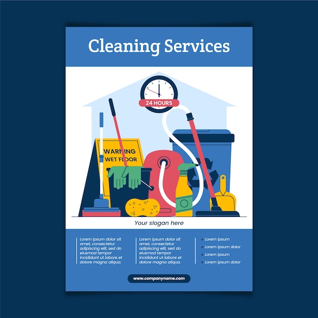 Flat design cleaning service flyer