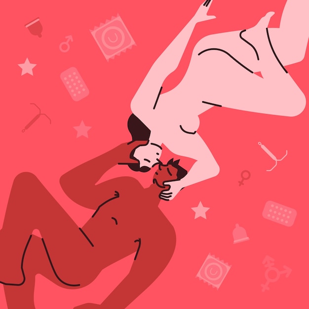 Вектор Иллюстрация полового воспитания в плоском дизайне