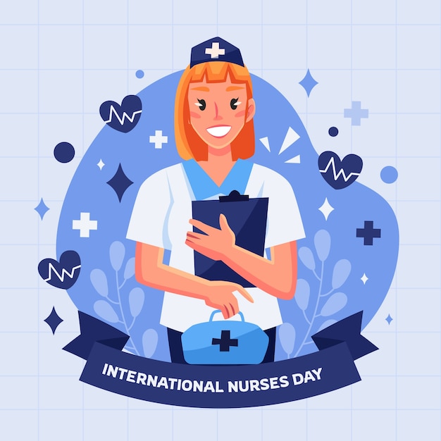 Вектор Плоская иллюстрация к празднованию международного дня медсестер