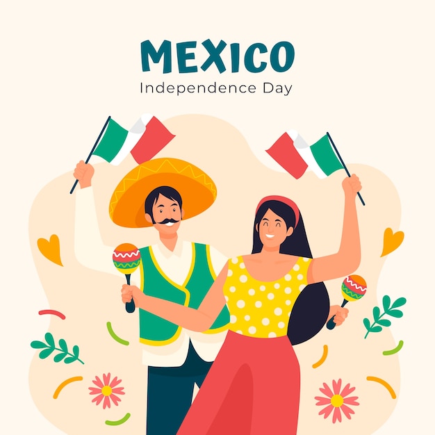 Плоская иллюстрация к празднованию независимости мексики