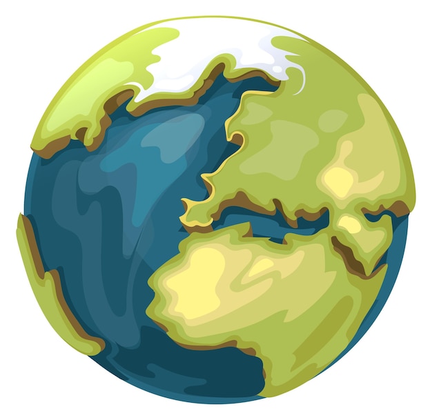 Vector kleurpictogram van de planeet aarde cartoon wereldwijde omgeving geïsoleerd op witte achtergrond