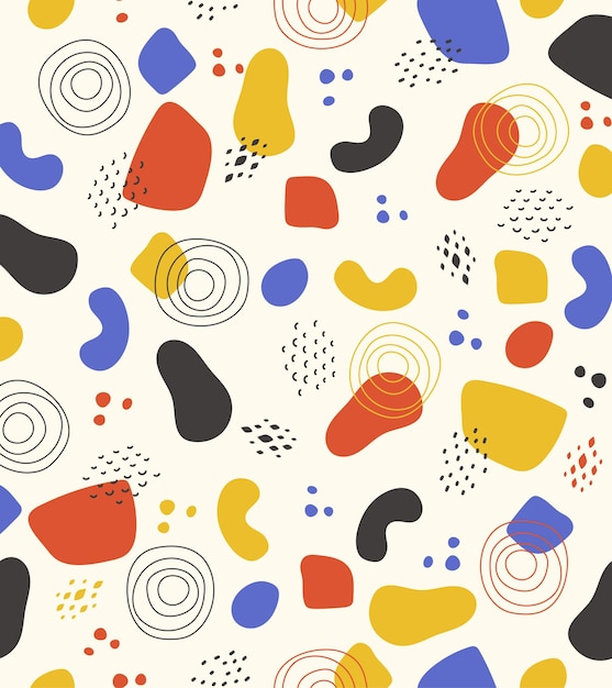 Vector hand-drawn abstract shapes pattern design
