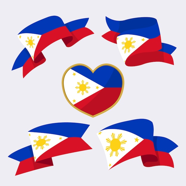 Hand drawn philippine flag national emblems