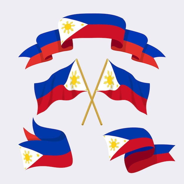 Hand drawn philippine flag national emblems