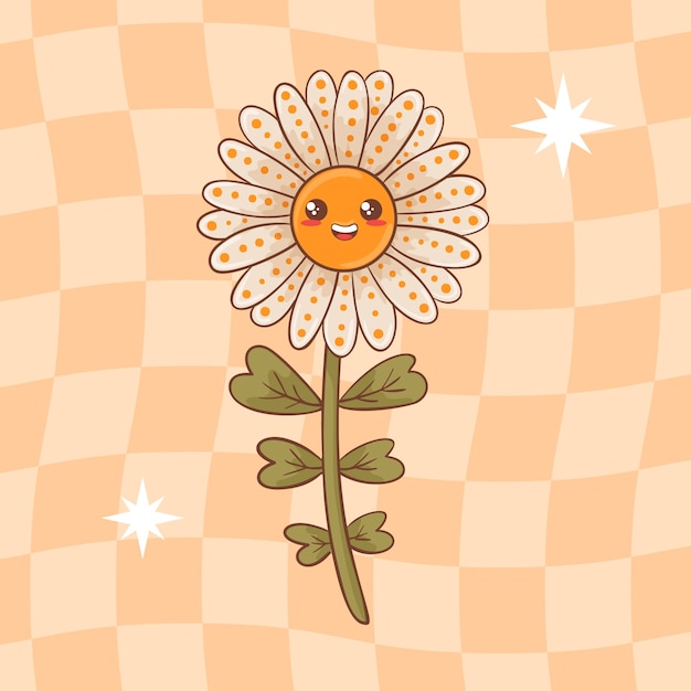 Fiore di faccina sorridente disegnato a mano