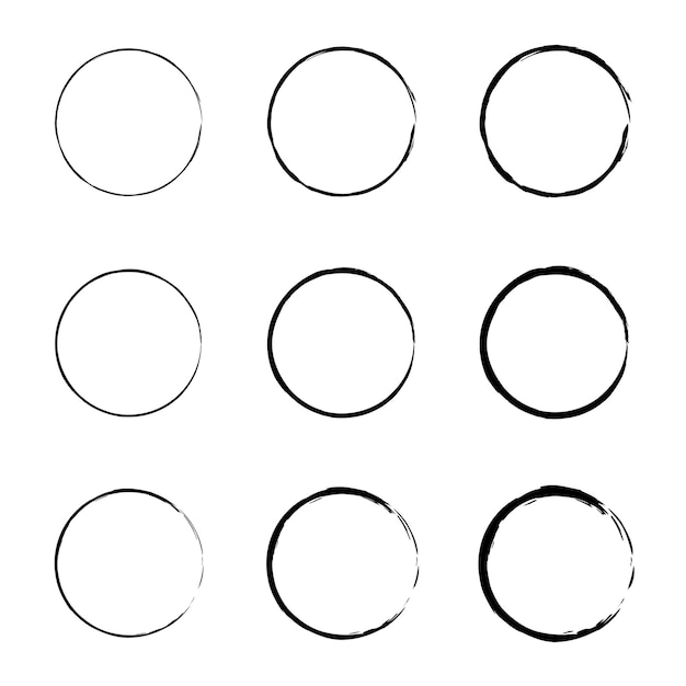 Vector handgetekende cirkels schets black vector doodle ellipsen doodle cirkels voor ontwerpelementen