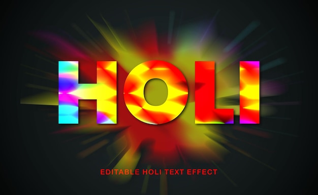 Vector happy holi vector text effect 3d