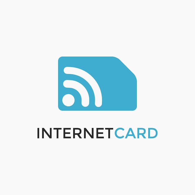 Сигнал интернет-волны и векторный шаблон логотипа сим-карты на белом фоне