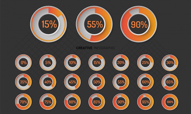Vector infographic elements chart circle with indication of percentages