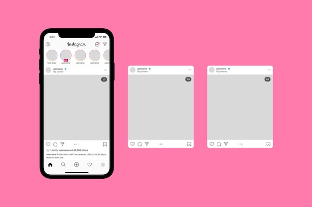 Шаблон макета карусели Instagram Макет экрана шаблона приложения Instagram