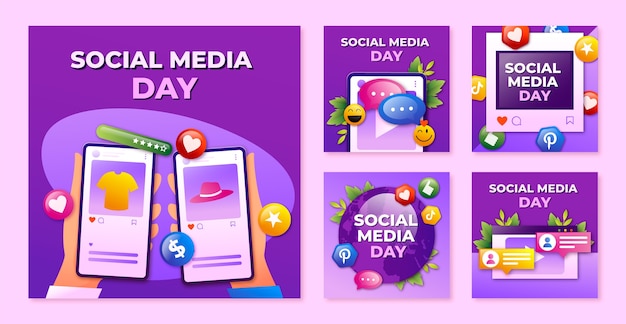 소셜 미디어 날 축하를 위한 인스타그램 게시물 컬렉션