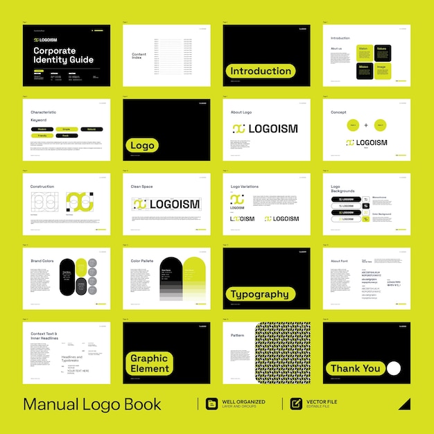 Вектор Книга руководящих принципов логотипа и стиля бренда