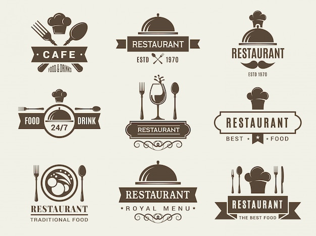 Vector logo set and badges for restaurant