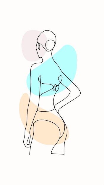 Вектор Линейная иллюстрация женского тела в летнем купальнике