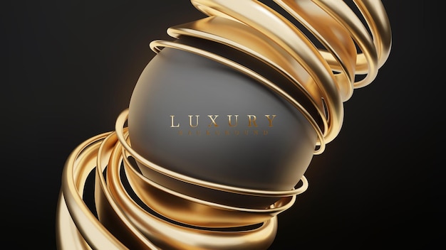 Vector luxury background and black ball and golden curve line element and glitter light effect decoration