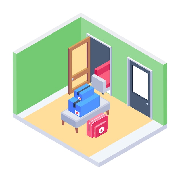 Vector moving out isometric style icons