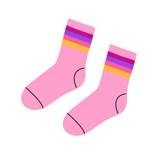 Мода 80-х и 90-х классические розовые носки на белом векторном фоне