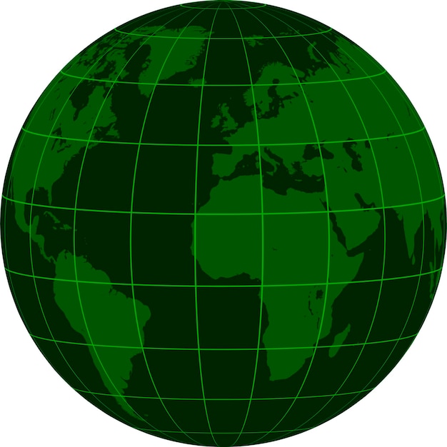 Vector model earth globe continenten coördineren raster donkergroene matrixcrisis
