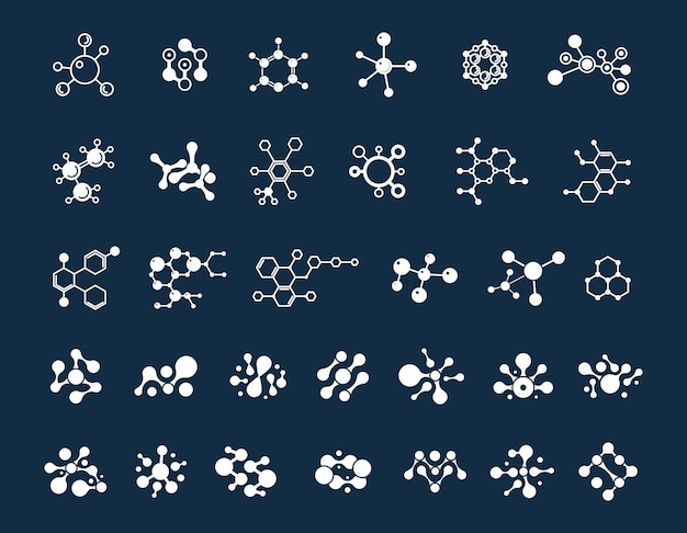 Vector molecules collection chemistry elements different molecule science or education vector elements