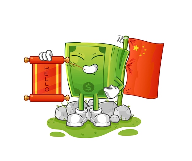 Vector money chinese cartoon. cartoon mascot vector