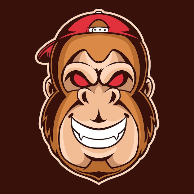 Голова обезьяны с иллюстрацией шляпы snapback