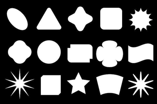 バウハウスにインスパイアされたデザイン要素の基本的な色の最小限のアイコンの最小限の星の形のセット