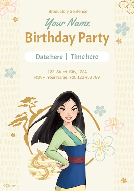 Mulan Birthday Invitation
