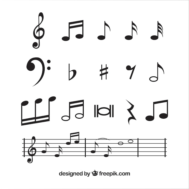 Vector musical notes collection in flat design
