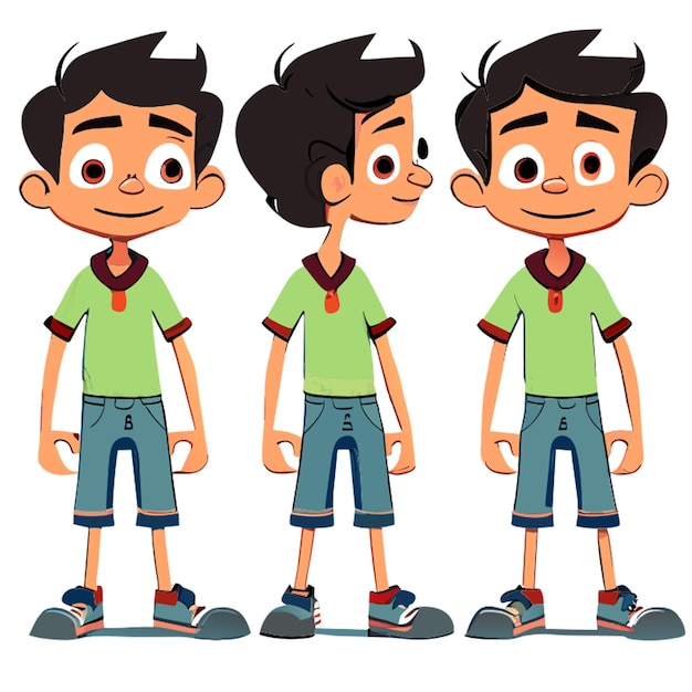 Vector no background side view and back view of a pretty asia boy full bodyincluding head and feet summer