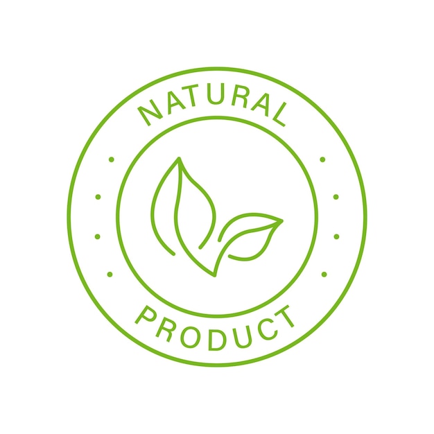 Вектор Натуральный органический продукт зеленая линия марка качество свежие натуральные ингредиенты наклейка экологически чистые