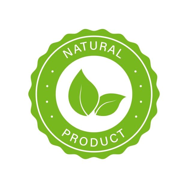 Вектор Натуральный органический продукт зеленая марка чистый символ качество свежий ингредиент наклейка экологичный