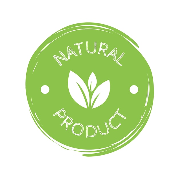 Вектор Этикетка натурального продукта, изготовленная из экологически чистых зеленых натуральных ингредиентов. векторная иллюстрация