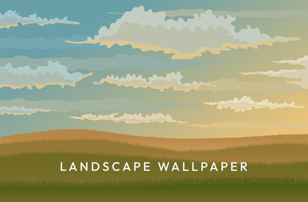 Vector nature grassland wallpaper landscape design
