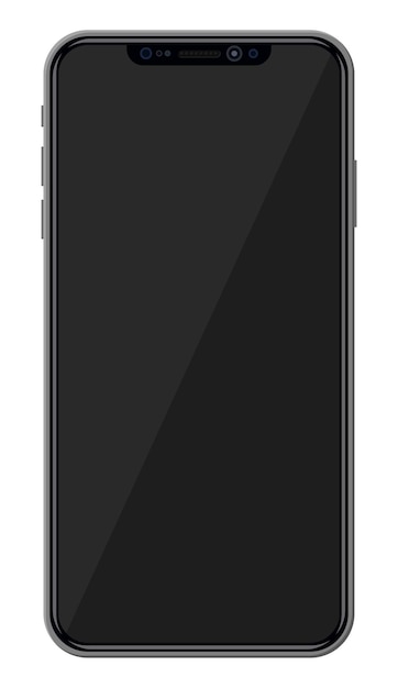 Вектор Смартфон нового поколения с безрамочным дисплеем по краям. пустой черный экран. электронное устройство телефона с сенсорным экраном.