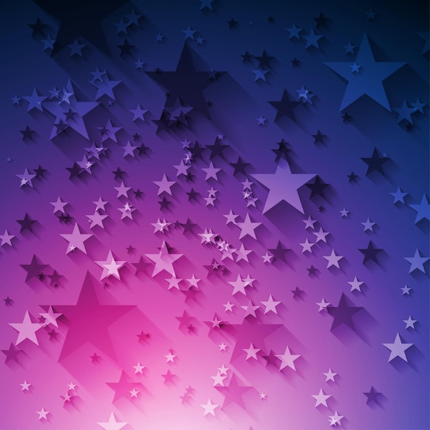 Vector neon blue and purple stars abstract shiny background