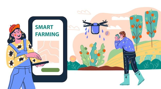 Шаблон баннера веб-сайта технологии беспроводного интернета Smart Farming