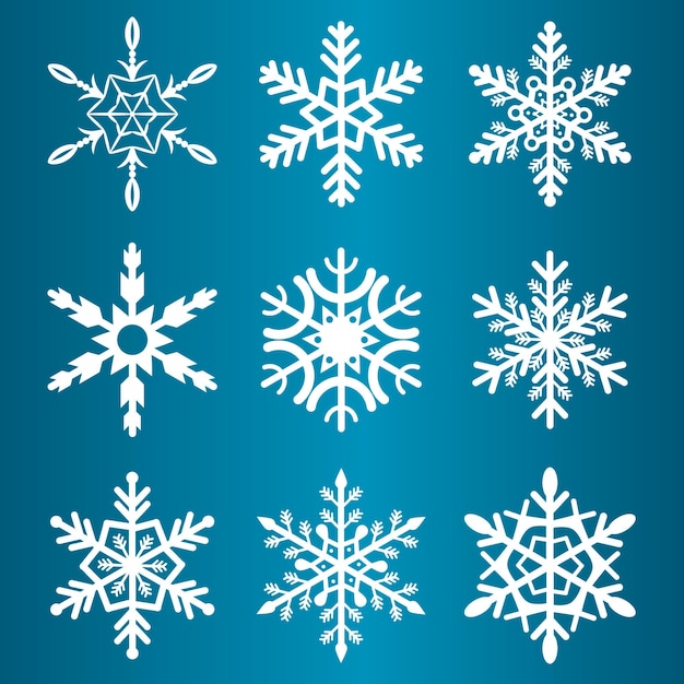 Снежинки зимний сезон вектор Рождество снег праздник холодный ледяной чешуйки символ иллюстрации. Хрустальный мороз, рождественский элемент орнамента, снегопад, красивое украшение заморозки.
