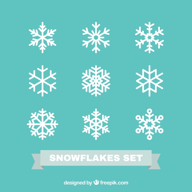 Snowflakes set in flat design