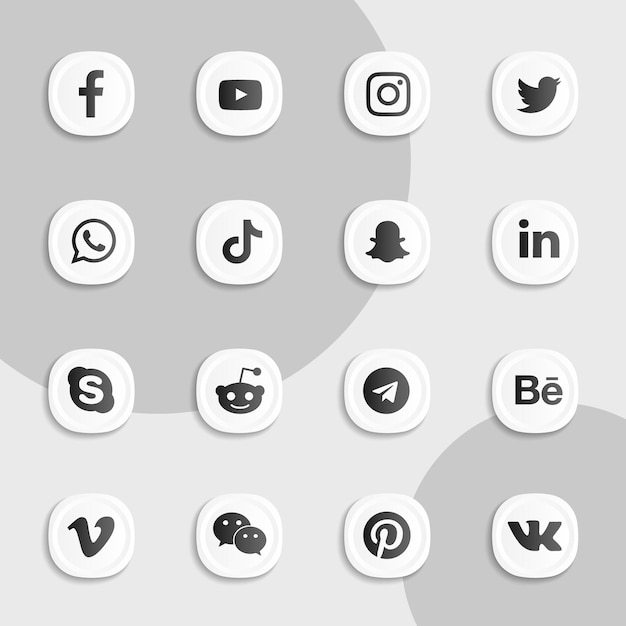 Social media white icons collection pack