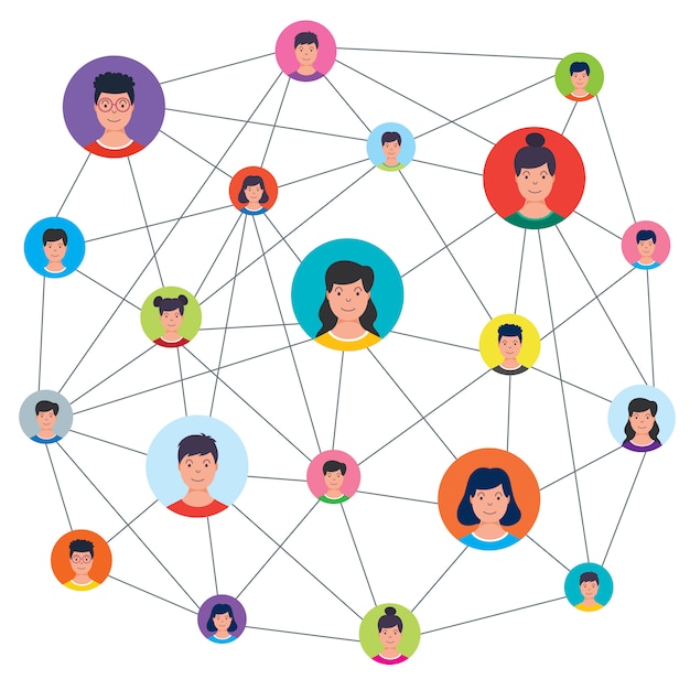 Vector sociale netwerken en verbinding tussen mensen