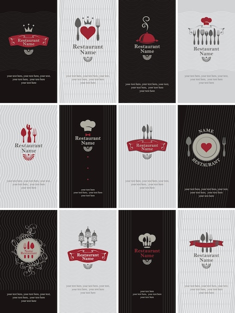 Вектор Набор визиток для ресторанов